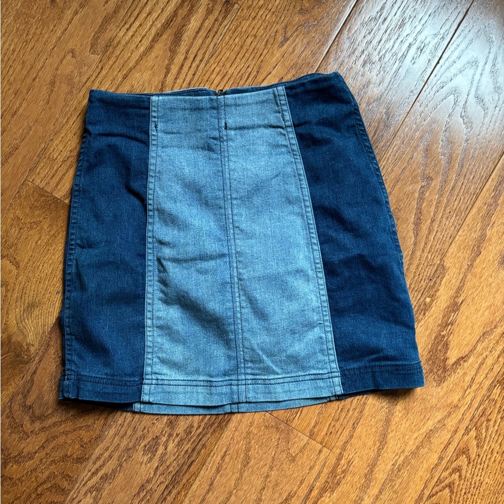 Free People Two-Tone Denim Mini Skirt